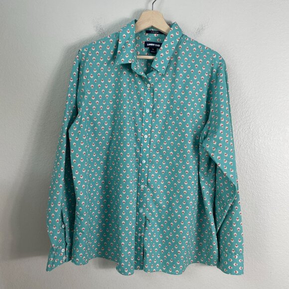 Lands End Womens 18 No Iron Supima Cotton Shirt Button Up Long Sleeve Blouse - Picture 6 of 9